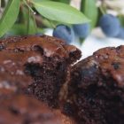 Gluten free chocolate muffins with myrtle berries from the garden